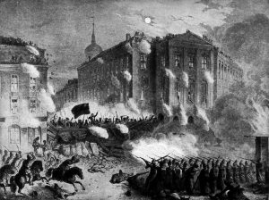 Für die Freiheit, gegen die Monarchie: Barrikadenkampf in Berlin im März 1848. Bildrechte: frei